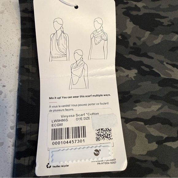 lululemon Vinyasa Scarf Green Camo Button Wrap Cotton Convertible NWT - Picture 5 of 6